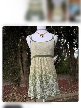 Athleta Green Ombre Lace-Print Tank Dress